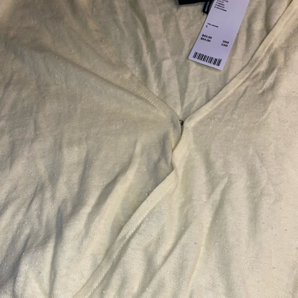 NWT OUT FROM UNDER URBAN OUTFITTERS YELLOW TEXTURED WRAP FRONT LONG SLEEVE TOP L - Picture 3 of 6